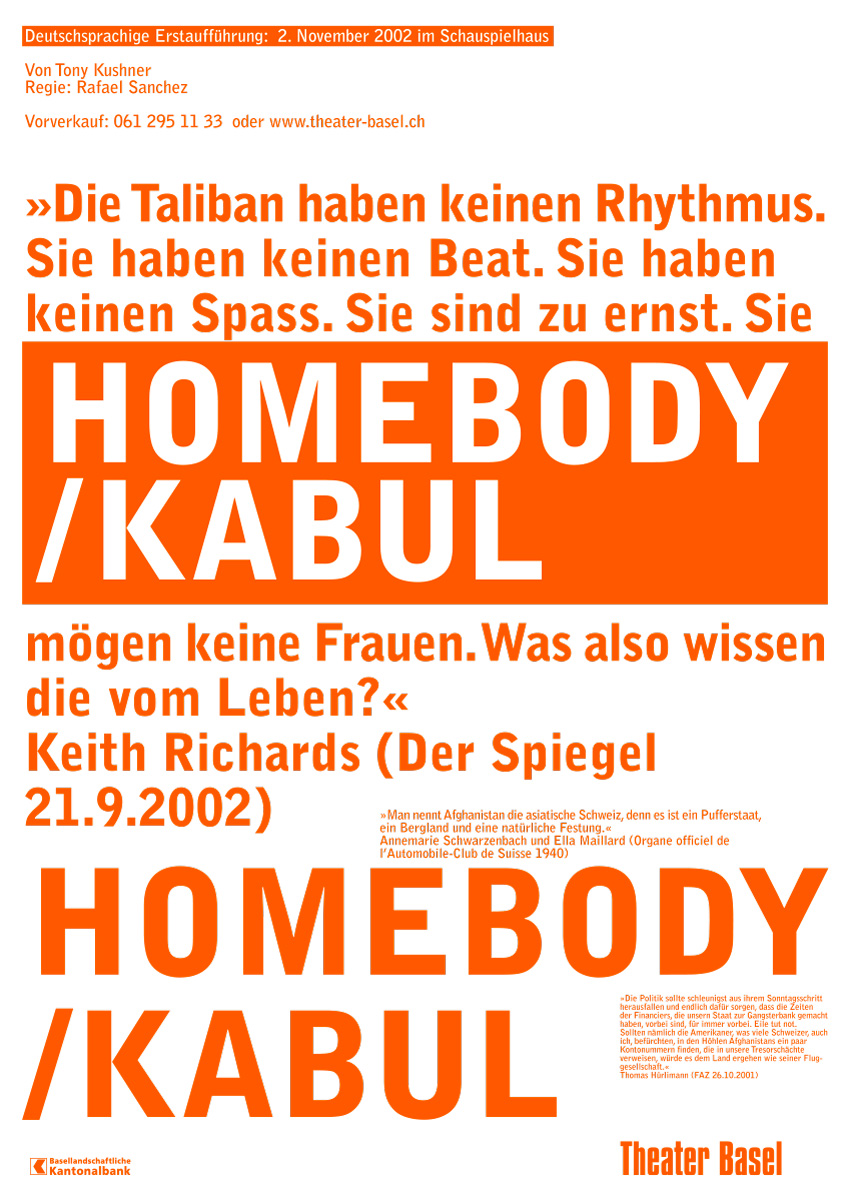 Stückplakate für das Theater Basel, 2002/03, zusammen mit Max Küng
