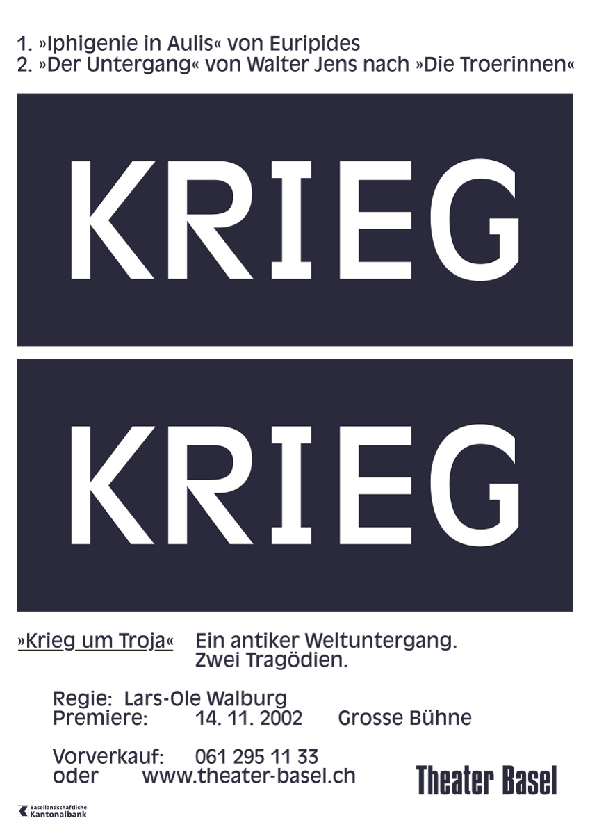 Stückplakate für das Theater Basel, 2002/03, zusammen mit Max Küng