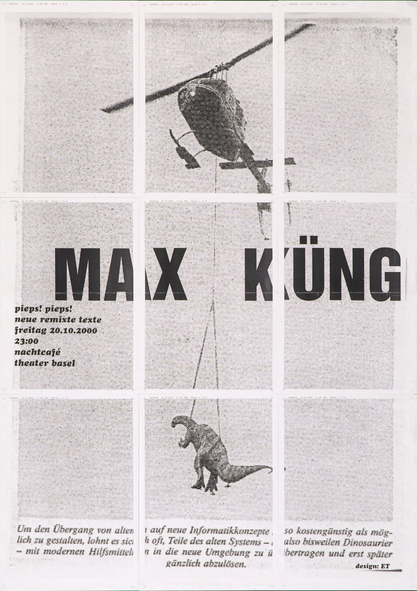 Plakat für Lesung von Max Küng, 2000