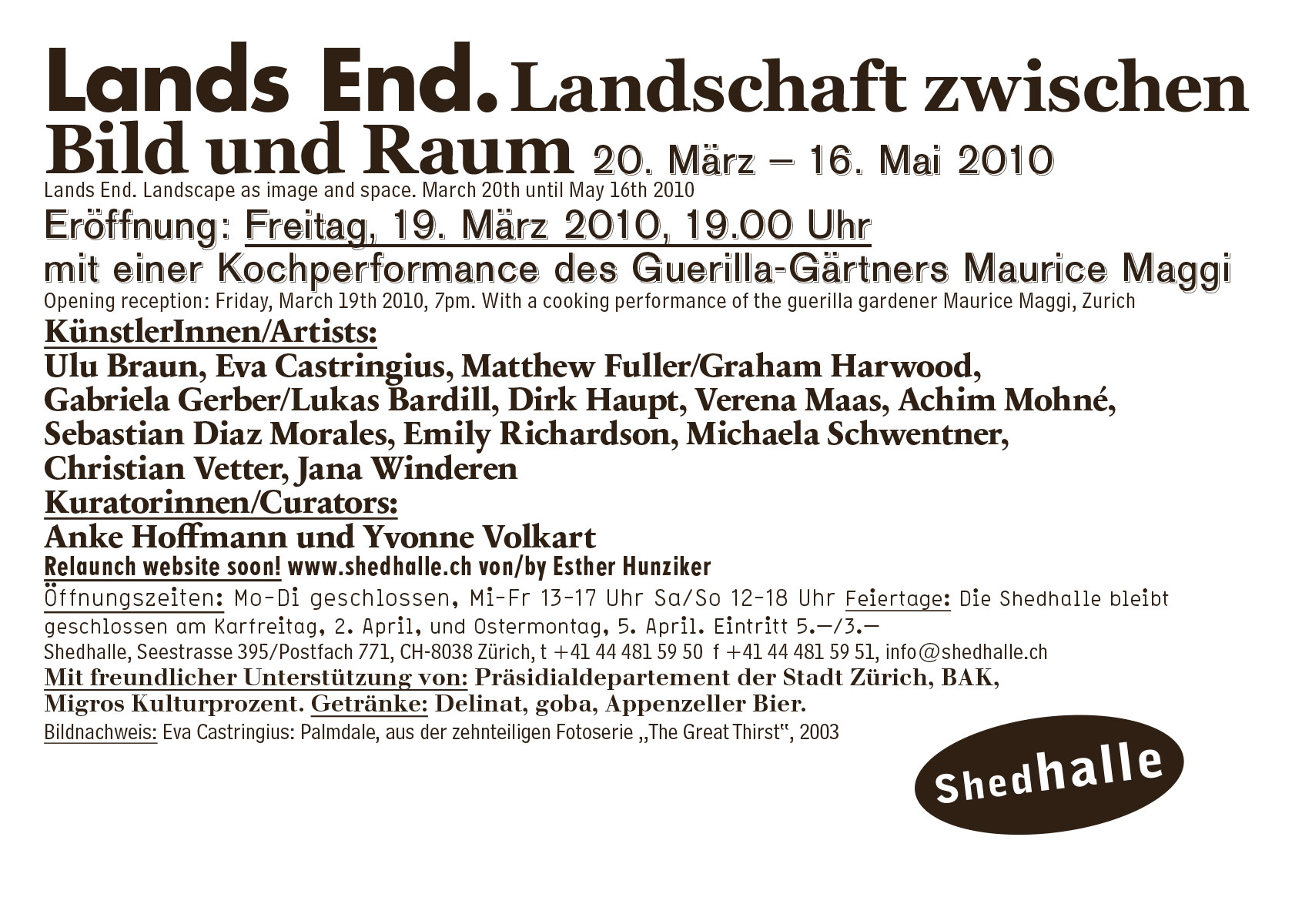 Shedhalle Zürich Ausstellung Einladungskarte