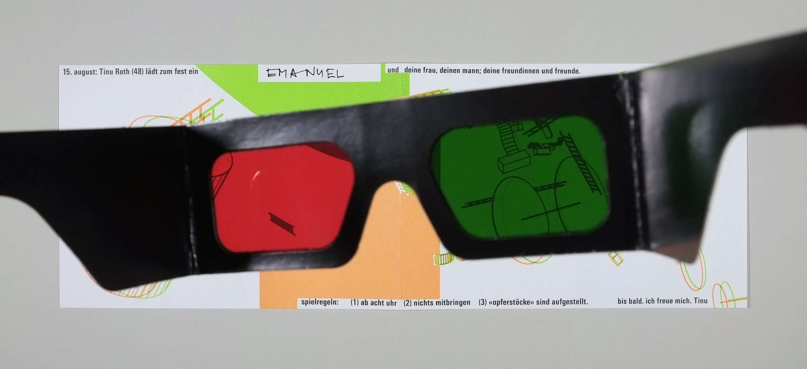 3D-Einladungskarte für Martin Roth Langenthal, 1987