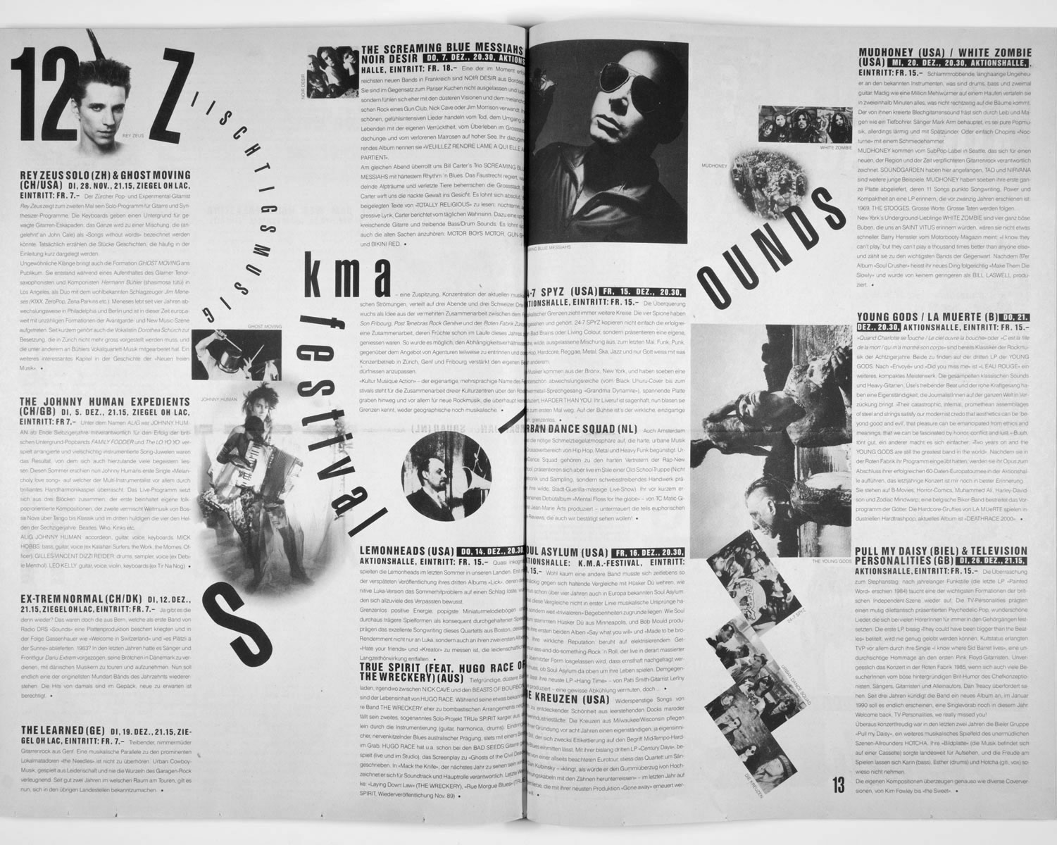 Gestaltung und Redaktion der FabrikZeitung, der Programmzeitung aus der Roten Fabrik Zürich, 1989 — 1993, zusammen mit Joe Zimmermann, Ilia Vasella und Marcel Zwingli