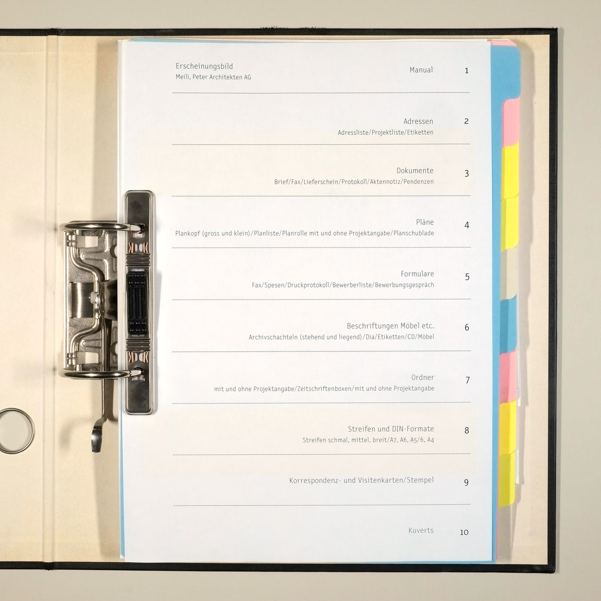 Corporate Design für Meili & Peter Architekten AG Zürich, 2003