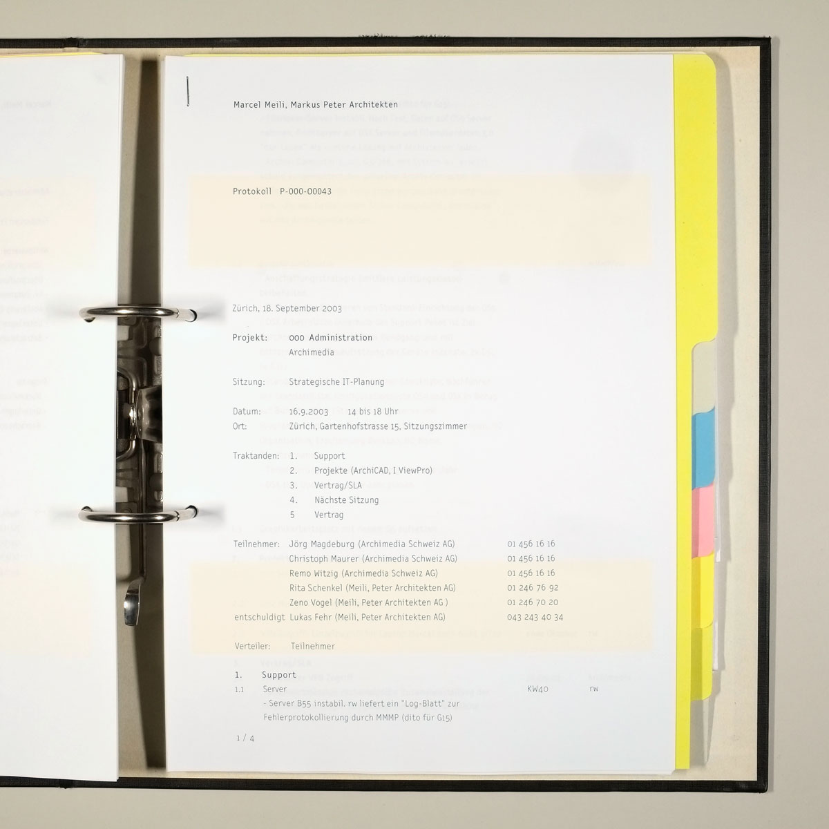 Corporate Design für Meili & Peter Architekten AG Zürich, 2003