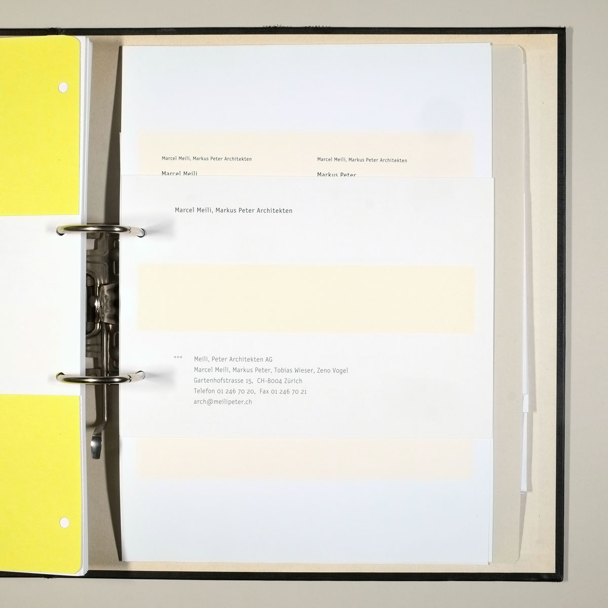 Corporate Design für Meili & Peter Architekten AG Zürich, 2003