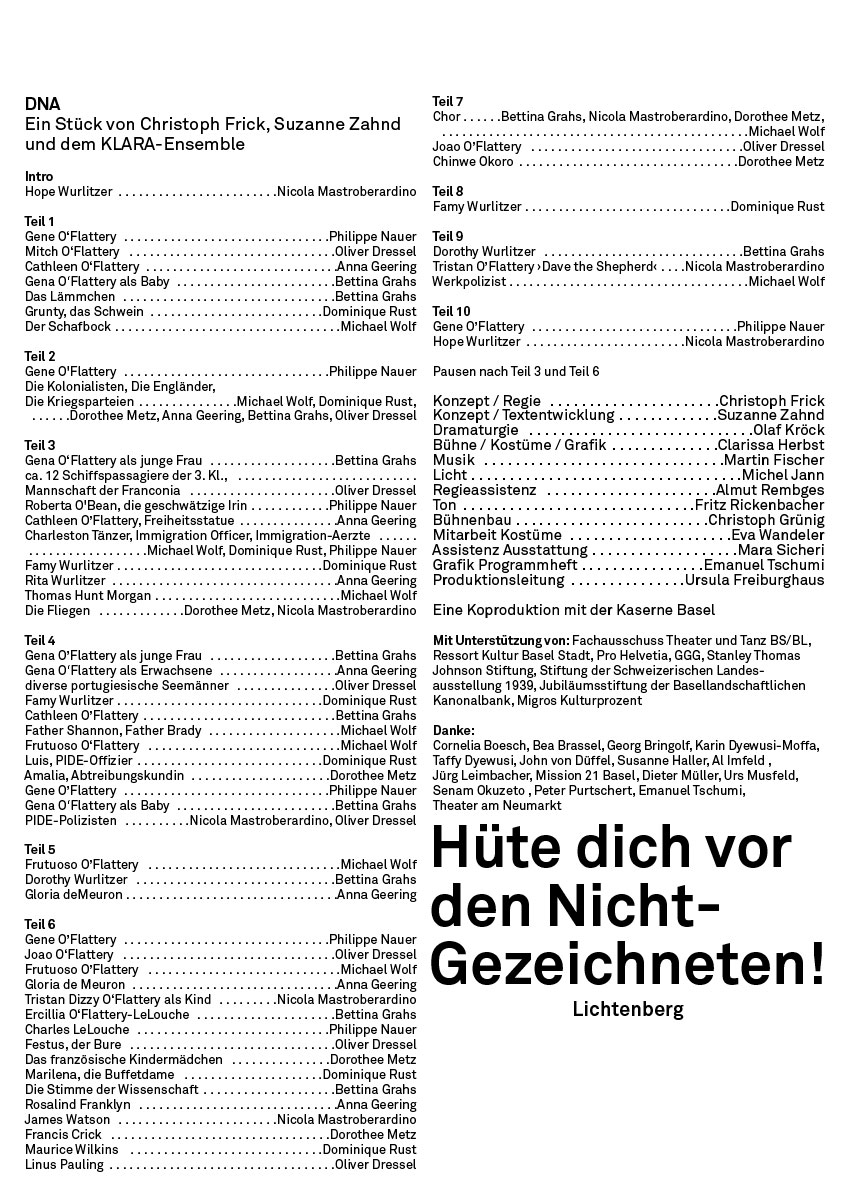 Programmheft für das Stück 