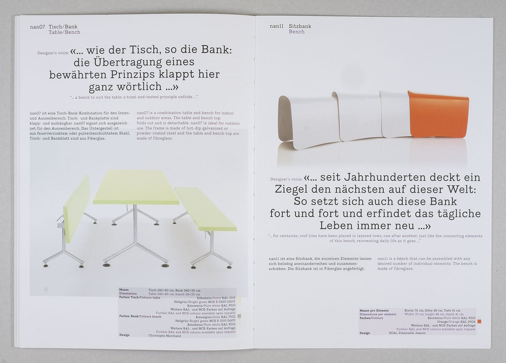 Produktkatalog für die Möbel- und Leuchtenkollektion nanoo, 2008, zusammen mit Herrmann Germann und Daniel von Rüti