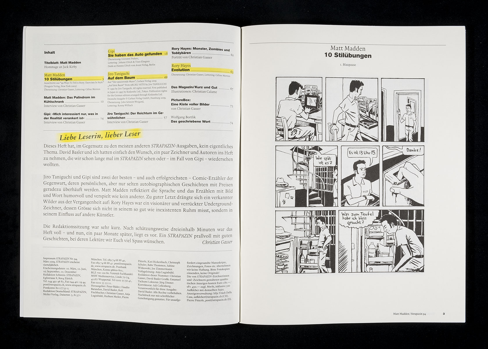 Layout für Strapazin - Das Comic Magazin, Nr. 94, 2009