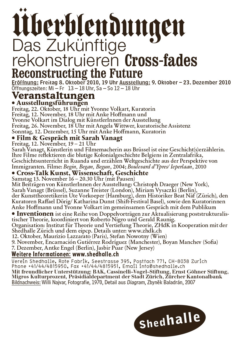 Shedhalle Zürich Ausstellung Einladungskarte