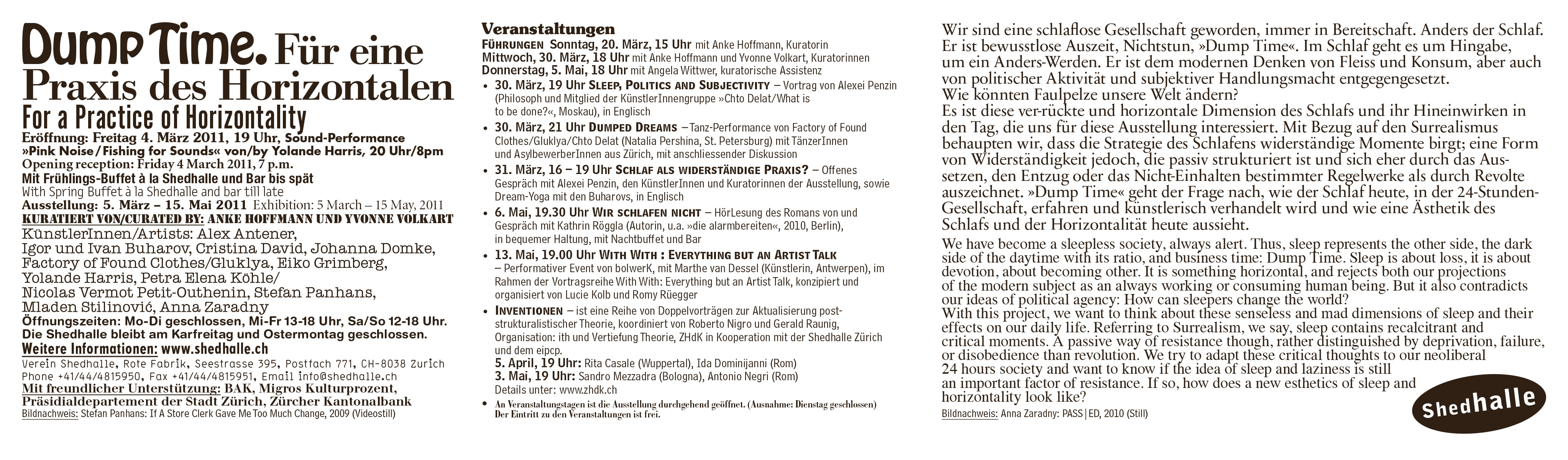 Shedhalle Zürich Ausstellung Einladungskarte