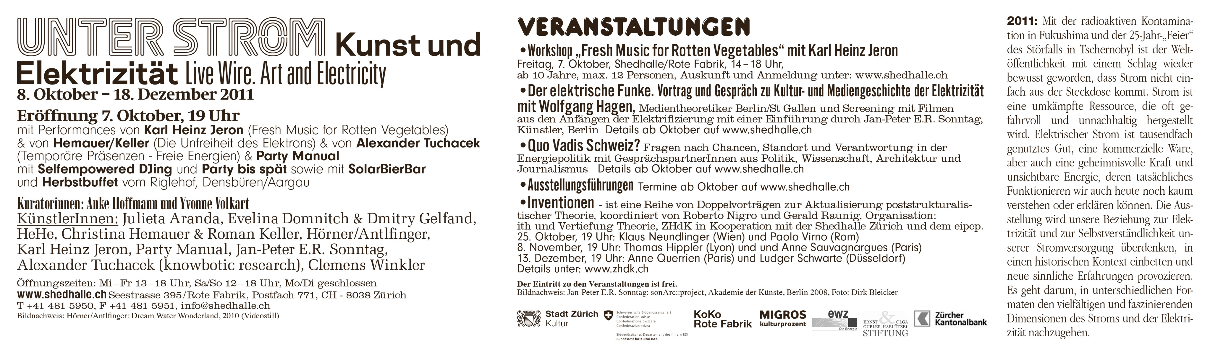 Shedhalle Zürich Ausstellung Einladungskarte