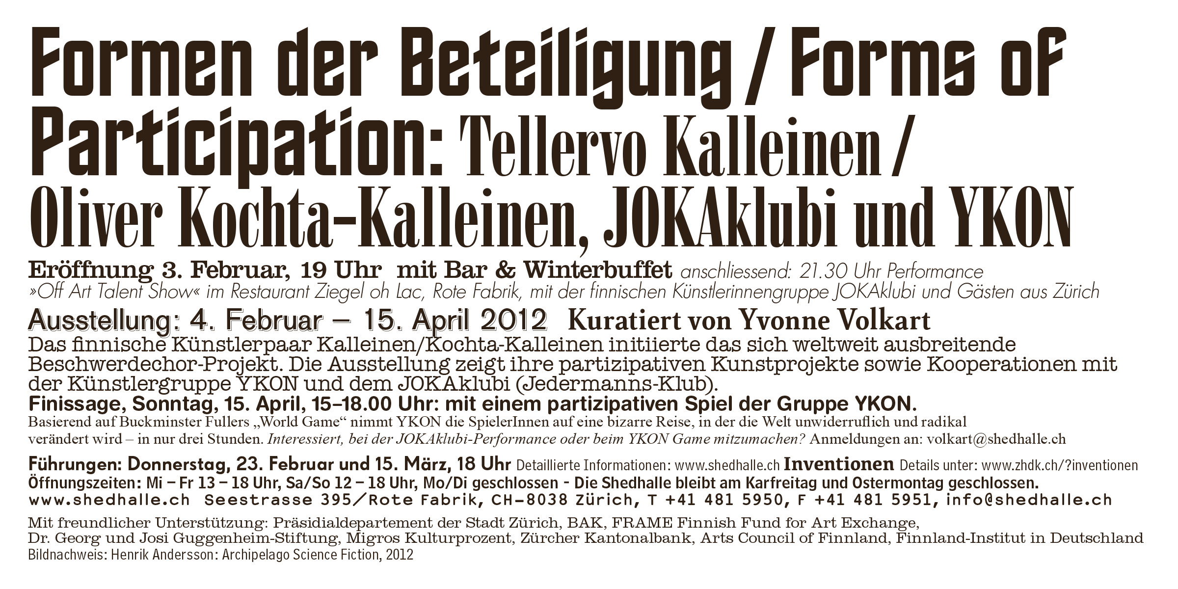 Shedhalle Zürich Ausstellung Einladungskarte